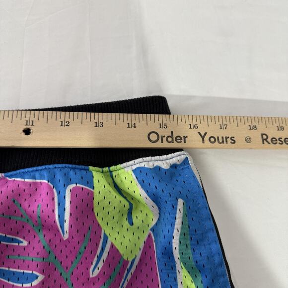 Chubbies Shorts Mens Large Blue Neon Floral Mesh Lined Athletic Swim Retro Style - Picture 6 of 7